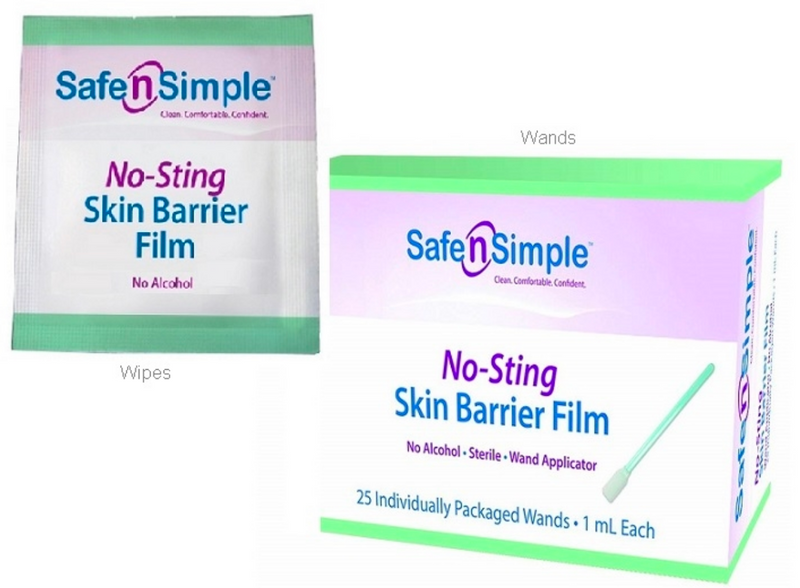 Safe n' Simple No-Sting Skin Barrier Wipes, Wands or Spray